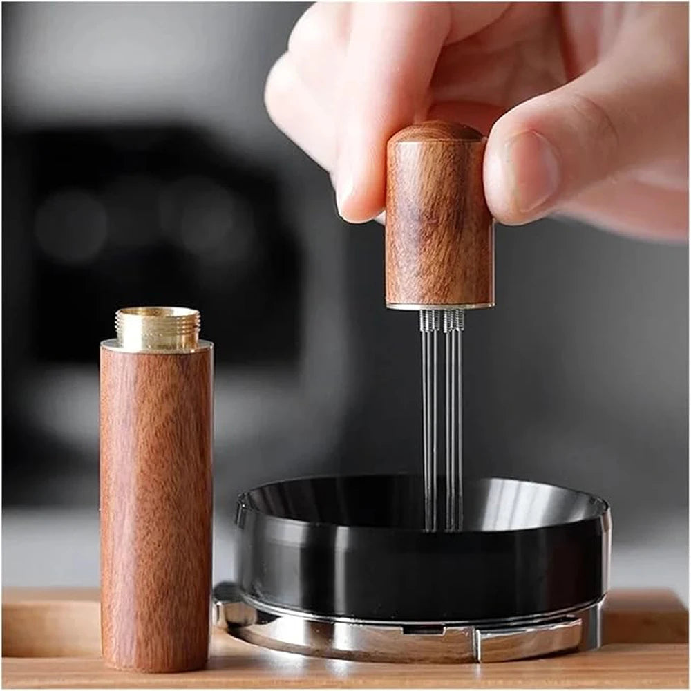 WDT Tool Barista de Acero Inoxidable | Aguja Distribuidora para Espresso con Mango de Madera